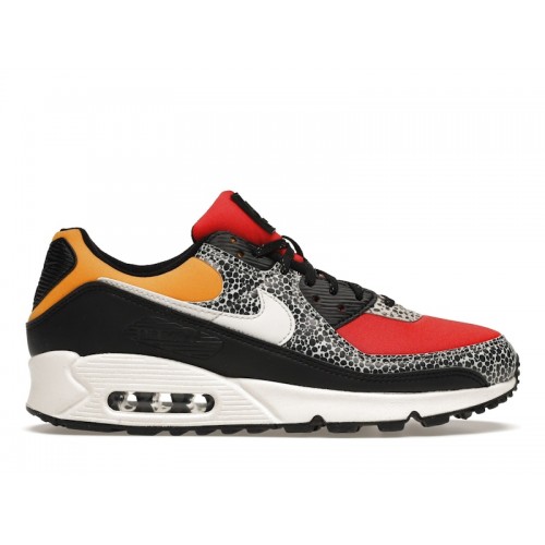 Кроссы Nike Air Max 90 SE Safari Chile Red Pollen (W) - женская сетка размеров