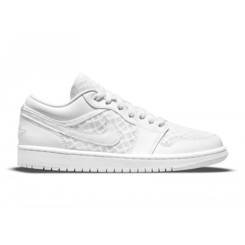 Wmns Air Jordan 1 Low Breathe Triple White - женская сетка размеров