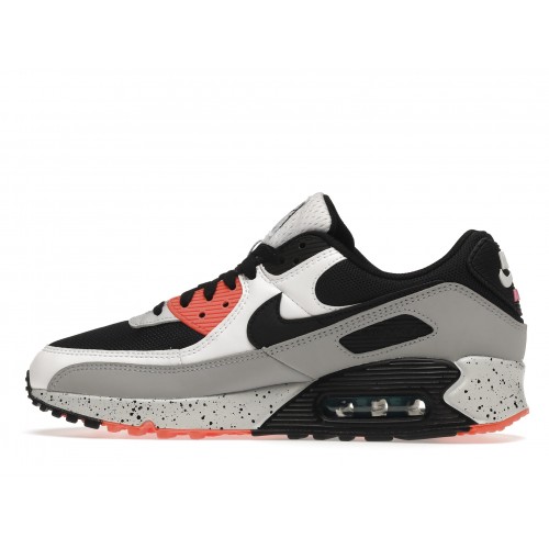 Кроссы Nike Air Max 90 White Orange Black - мужская сетка размеров