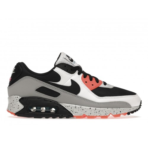 Кроссы Nike Air Max 90 White Orange Black - мужская сетка размеров