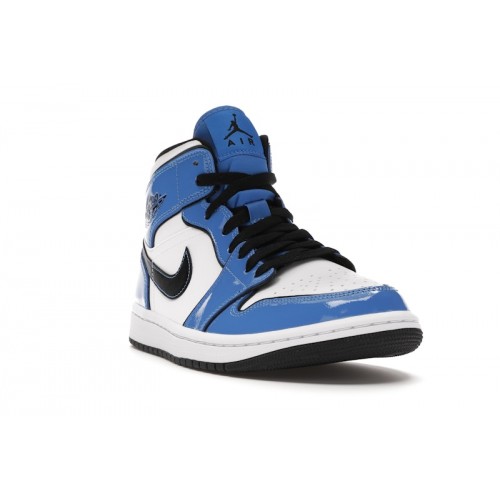 Кроссы Jordan 1 Mid Signal Blue - мужская сетка размеров