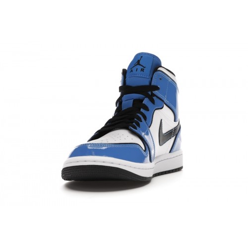 Кроссы Jordan 1 Mid Signal Blue - мужская сетка размеров
