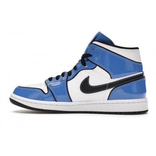 Кроссы Jordan 1 Mid Signal Blue - мужская сетка размеров