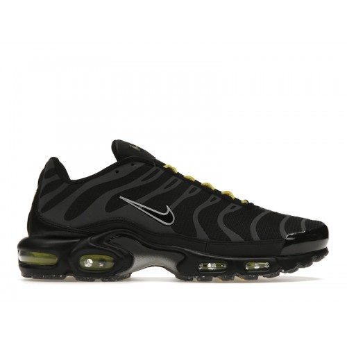 Кроссы Nike Air Max Plus Black Optic Yellow - мужская сетка размеров
