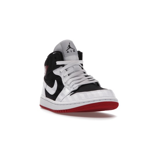 Кроссы Jordan 1 Mid SE Utility Canvas White Black Gym Red (W) - женская сетка размеров