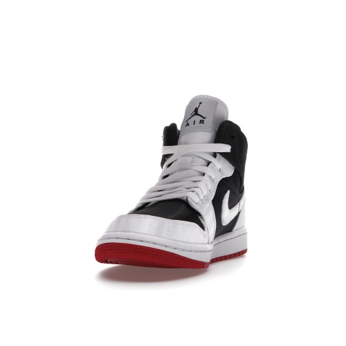 Кроссы Jordan 1 Mid SE Utility Canvas White Black Gym Red (W) - женская сетка размеров