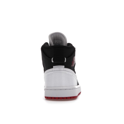 Кроссы Jordan 1 Mid SE Utility Canvas White Black Gym Red (W) - женская сетка размеров