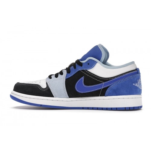 Кроссы Jordan 1 Low Racer Blue White - мужская сетка размеров