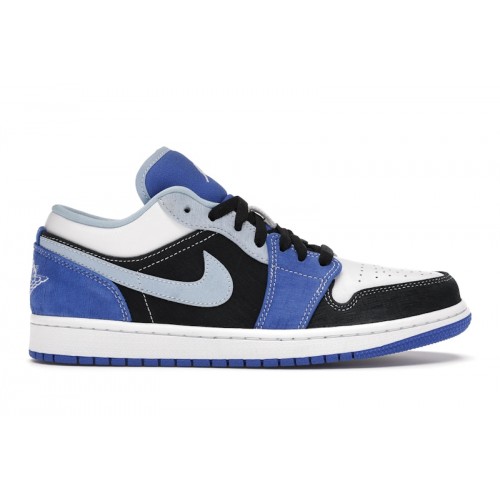 Кроссы Jordan 1 Low Racer Blue White - мужская сетка размеров