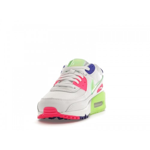 Nike Wmns Air Max 90 White Indigo Burst Volt - женская сетка размеров