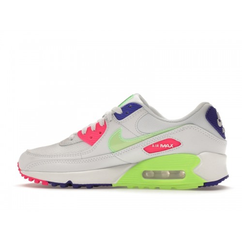 Nike Wmns Air Max 90 White Indigo Burst Volt - женская сетка размеров