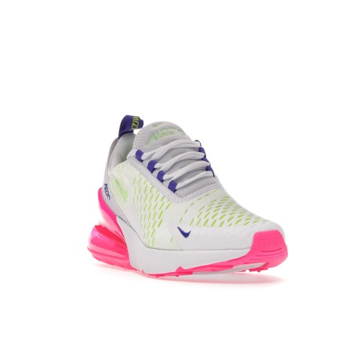 Кроссы Nike Air Max 270 White Volt Pink Blast Indigo (W) - женская сетка размеров