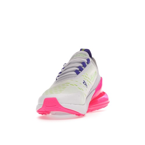 Кроссы Nike Air Max 270 White Volt Pink Blast Indigo (W) - женская сетка размеров