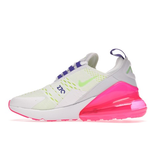 Кроссы Nike Air Max 270 White Volt Pink Blast Indigo (W) - женская сетка размеров