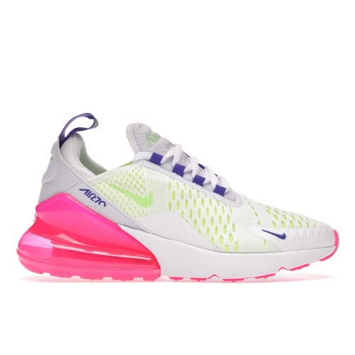 Кроссы Nike Air Max 270 White Volt Pink Blast Indigo (W) - женская сетка размеров