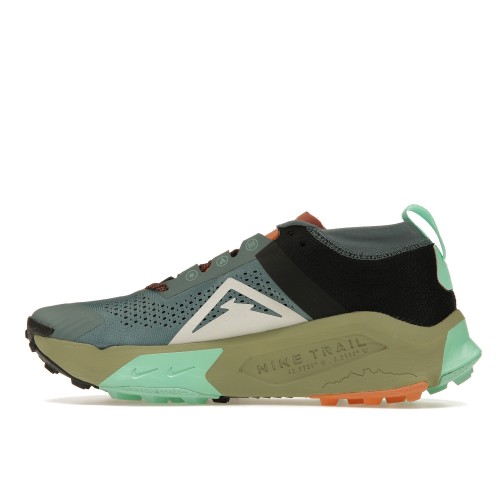 Кроссы Nike ZoomX Zegama Trail Light Slate Grey Glow Green Bone Black - мужская сетка размеров