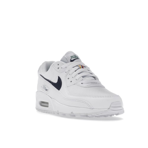 Кроссы Nike Air Max 90 White Thunder Blue (W) - женская сетка размеров