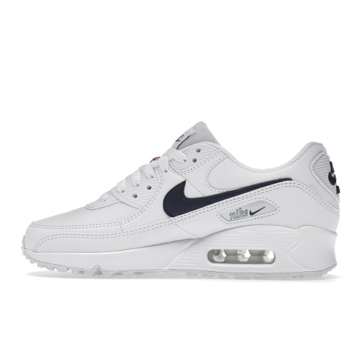 Кроссы Nike Air Max 90 White Thunder Blue (W) - женская сетка размеров