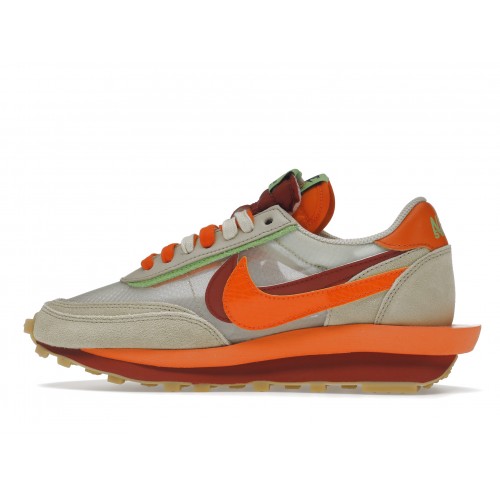 Кроссы Nike LD Waffle sacai CLOT Kiss of Death Net Orange Blaze - мужская сетка размеров