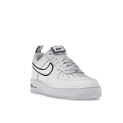 Кроссы Nike Air Force 1 Low White Black Outline Swoosh - мужская сетка размеров