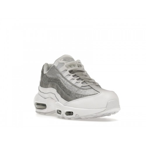 Кроссы Nike Air Max 95 White Metallic Silver (W) - женская сетка размеров