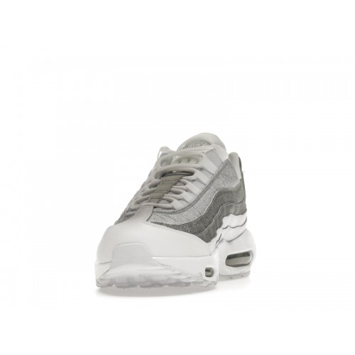 Кроссы Nike Air Max 95 White Metallic Silver (W) - женская сетка размеров