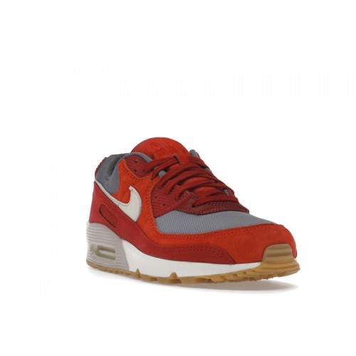 Кроссы Nike Air Max 90 Premium Gym Red Smoke Grey Gum - мужская сетка размеров