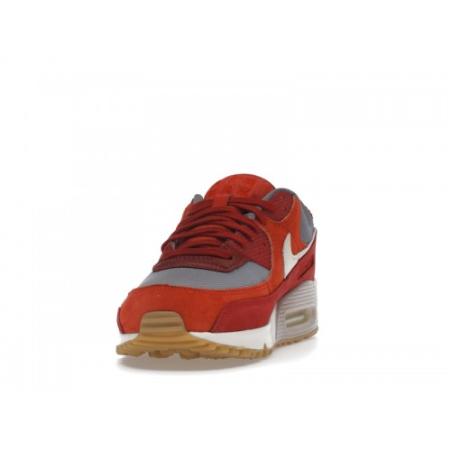 Кроссы Nike Air Max 90 Premium Gym Red Smoke Grey Gum - мужская сетка размеров