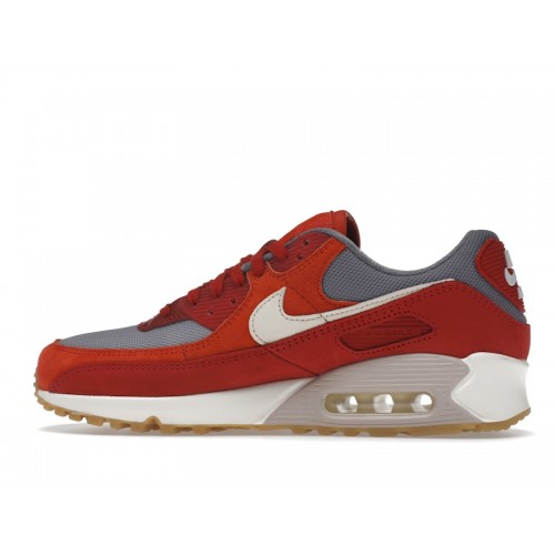 Кроссы Nike Air Max 90 Premium Gym Red Smoke Grey Gum - мужская сетка размеров