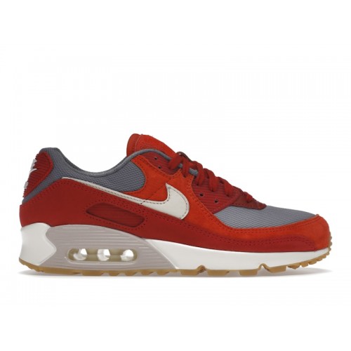 Кроссы Nike Air Max 90 Premium Gym Red Smoke Grey Gum - мужская сетка размеров