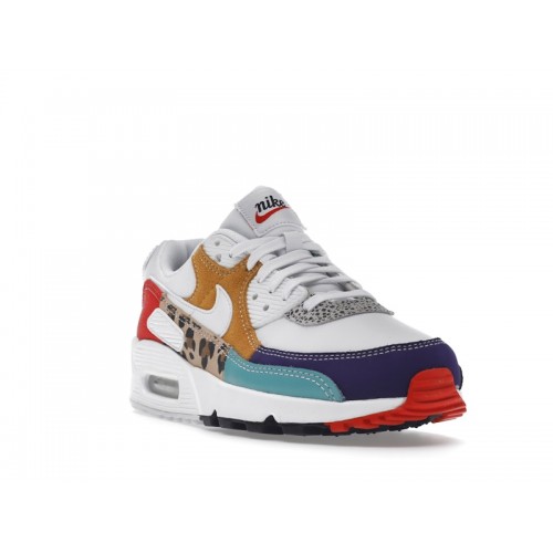 Кроссы Nike Air Max 90 SE Animal White (W) - женская сетка размеров