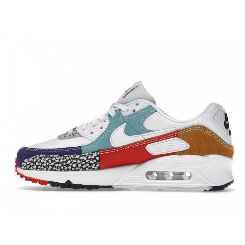 Кроссы Nike Air Max 90 SE Animal White (W) - женская сетка размеров