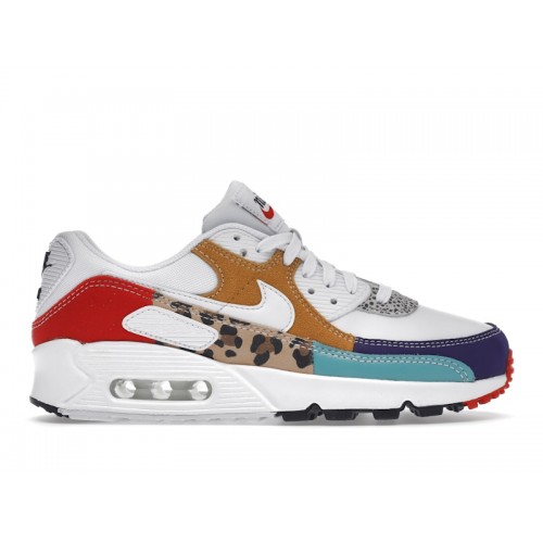 Кроссы Nike Air Max 90 SE Animal White (W) - женская сетка размеров