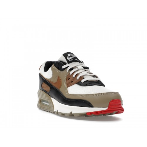 Кроссы Nike Air Max 90 Phantom Black Fire Red Light British Tan (W) - женская сетка размеров
