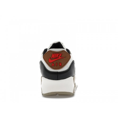 Кроссы Nike Air Max 90 Phantom Black Fire Red Light British Tan (W) - женская сетка размеров