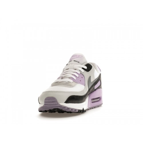 Кроссы Nike Air Max 90 White Lilac (W) - женская сетка размеров