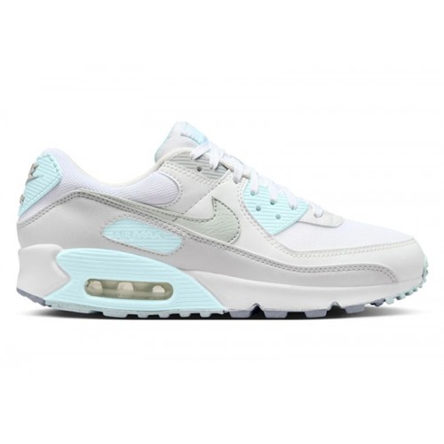 Кроссы Nike Air Max 90 White Glacier Blue (W) - женская сетка размеров