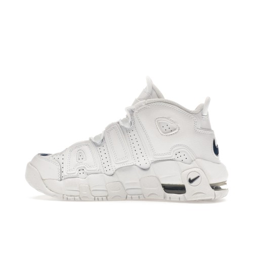 Кроссы Nike Air More Uptempo White Midnight Navy (GS) - подростковая сетка размеров