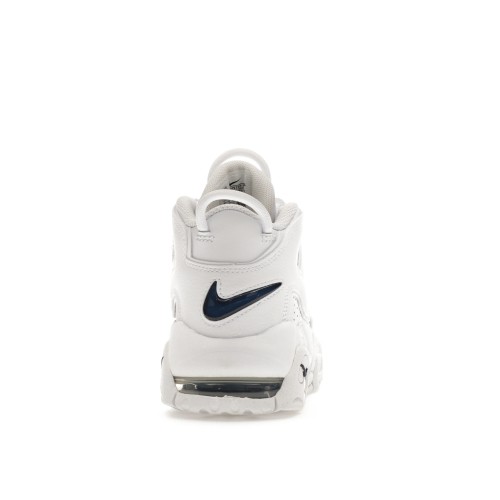 Кроссы Nike Air More Uptempo White Midnight Navy (GS) - подростковая сетка размеров