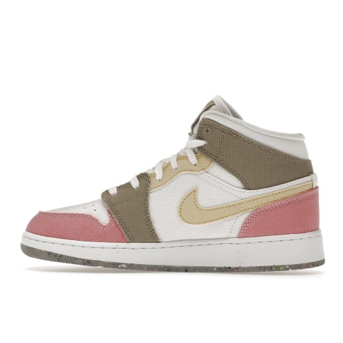 Кроссы Jordan 1 Mid SE Pastel Vivid Green Grind (GS) - подростковая сетка размеров