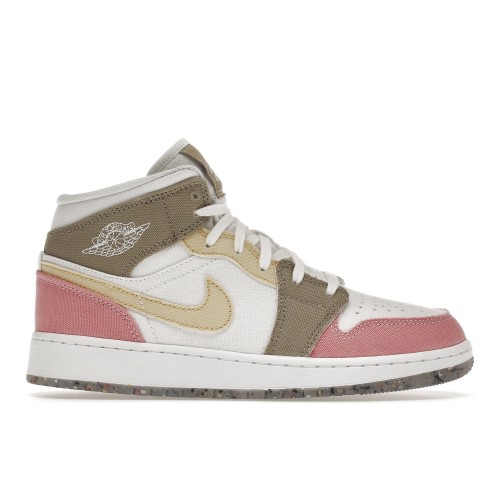Кроссы Jordan 1 Mid SE Pastel Vivid Green Grind (GS) - подростковая сетка размеров