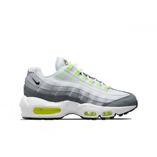 Кроссы Nike Air Max 95 Recraft White Grey Volt (GS) - подростковая сетка размеров