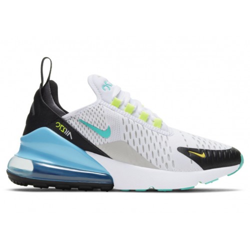 Кроссы Nike Air Max 270 White Hyper Jade (GS) - подростковая сетка размеров