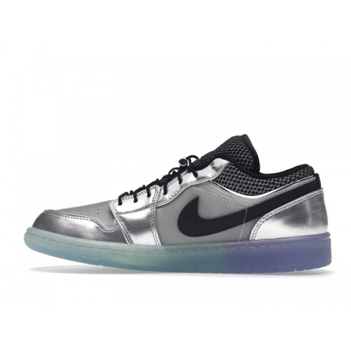 Wmns Air Jordan 1 Low SE Metallic Silver Gradient - женская сетка размеров