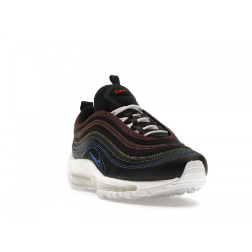 Кроссы Nike Air Max 97 Black Rainbow Stitching (W) - женская сетка размеров