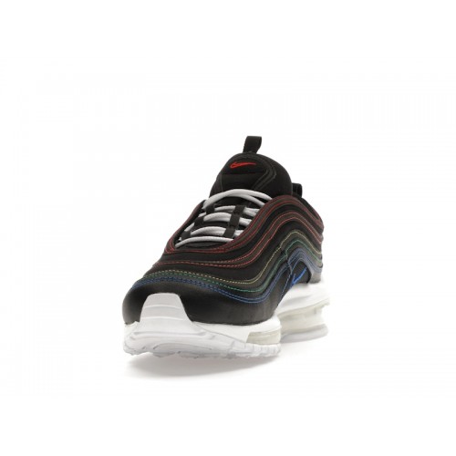 Кроссы Nike Air Max 97 Black Rainbow Stitching (W) - женская сетка размеров