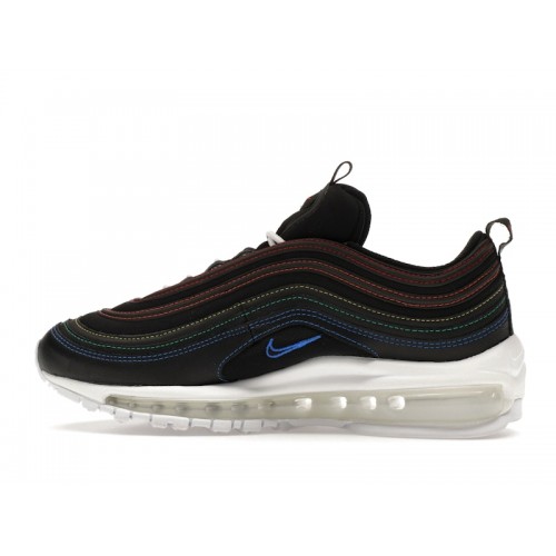 Кроссы Nike Air Max 97 Black Rainbow Stitching (W) - женская сетка размеров