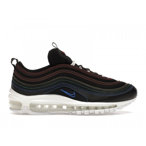 Кроссы Nike Air Max 97 Black Rainbow Stitching (W) - женская сетка размеров