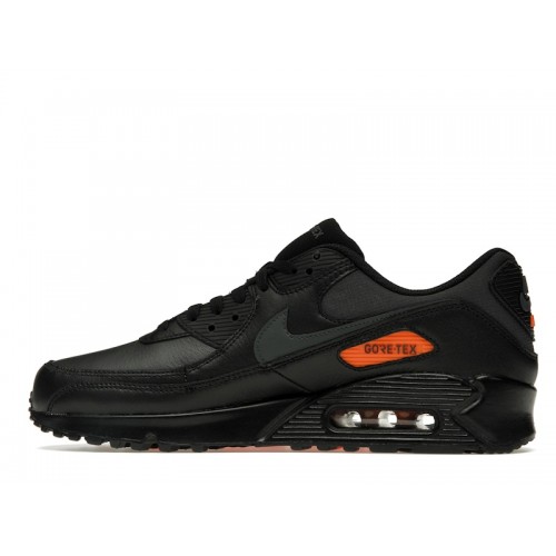 Кроссы Nike Air Max 90 Gore-Tex Black Anthracite Safety Orange - мужская сетка размеров