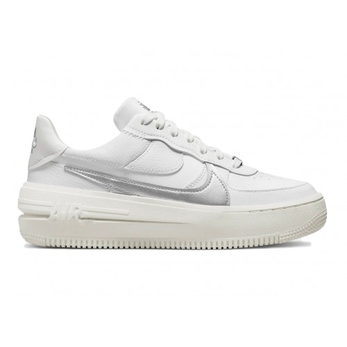 Кроссы Nike Air Force 1 PLT.AF.ORM Summit White Metalic Silver (W) - женская сетка размеров